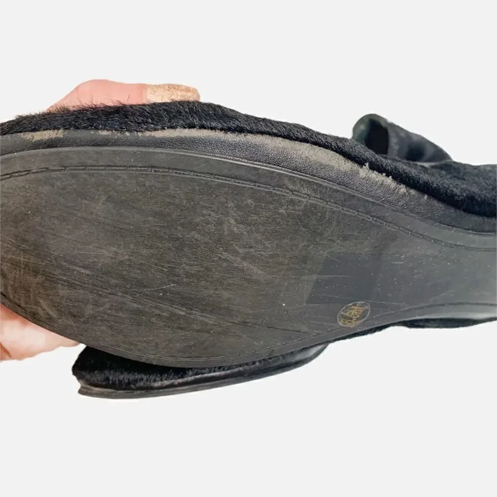 Tory Burch Eddie w/Binding- Haircalf/Mestico in Black Ballet Flats Women’s 6.5 M